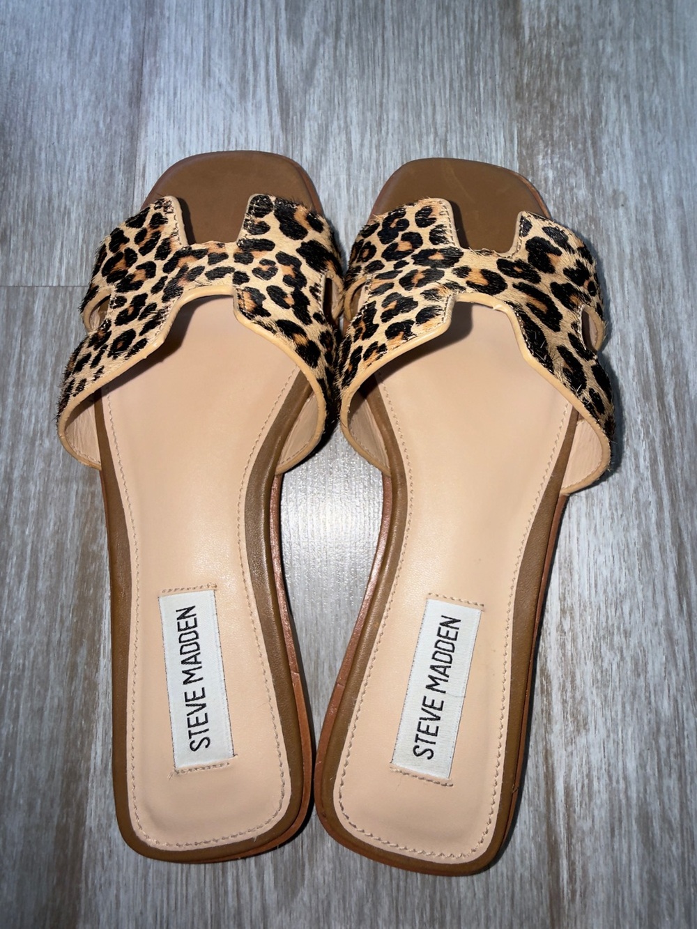 Steve Madden Leopard-Print Slide Mules in Brown and Tan